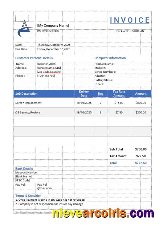 Computer Repair Invoice